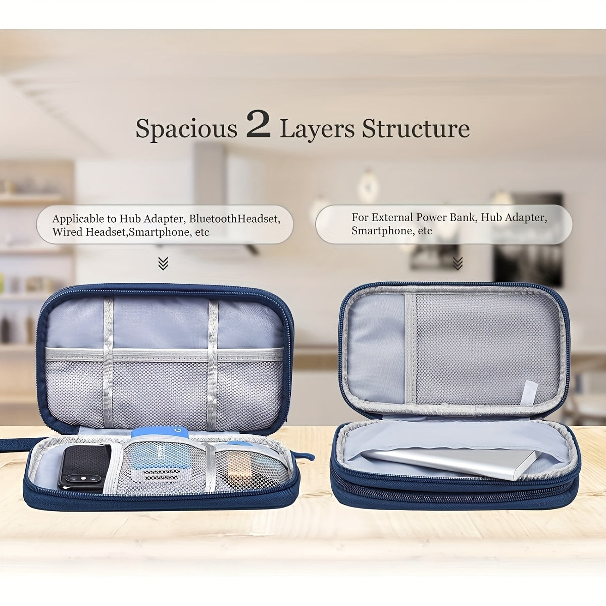 Packing Organizers, Three Colors Available Durable Polyester Portable Cable Organizer Bag - Compact Travel Tech Accessory Case with Multiple Compartments for Storing Cables, Chargers, and Small Items, Hand Wash or Dry Cleanable, Comes in Pink, Black