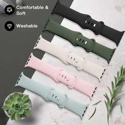 Compatible with iWatch Bands 38mm 40mm 41mm 42mm 44mm 45mm 49mm, Soft Silicone Waterproof Replacement Strap for Women, Fits iWatch Series 9/8/7/6/5/4/3/2/1/SE/Ultra/Ultra 2 (Band Only, Watch Not Included)