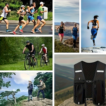 Unisex Lightweight Sports Vest with Multiple Pockets - Breathable Mesh Back, Adjustable Straps & Zippered Compartments for Running, Hiking, Gym - Hydration & Phone Storage, Black, Hiking Gear, Sleek Design, Secure Zipper Pockets