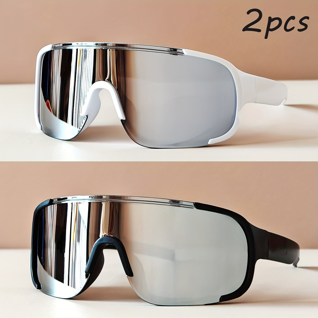 2peças Óculos Futuristas Y2K com uma Estrutura Estilosa e Grandiosa, Adequados para Homens e Mulheres. Com uma Elegante Revestimento Prateado nas Lentes, Estes Óculos são Confortáveis e Antiderrapantes, Fazendo deles Perfeitos para Uso Casual Diário.