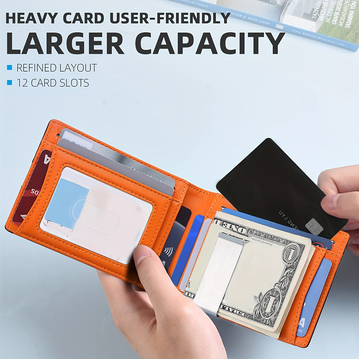 MIYIN RFID Blocking Carbon Fiber Wallet - Ultra-Slim Bi-Fold Credit Card Holder with ID Window, Portable Front Pocket Money Clip, Ideal Couple'S Gift, Minimalist Design, Synthetic Faux Leather Lining, Secure Closure Wallet | Minimalist Wallet | Textured Faux Leather Wallet