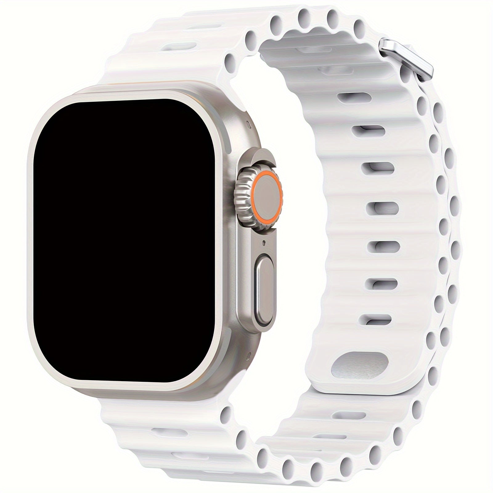 Waterproof Silicone Sport Band for iWatch - Fits 38mm to 49mm, Compatible with Series SE/Ultra/1-9, Replacement Strap with Secure Button Clasp