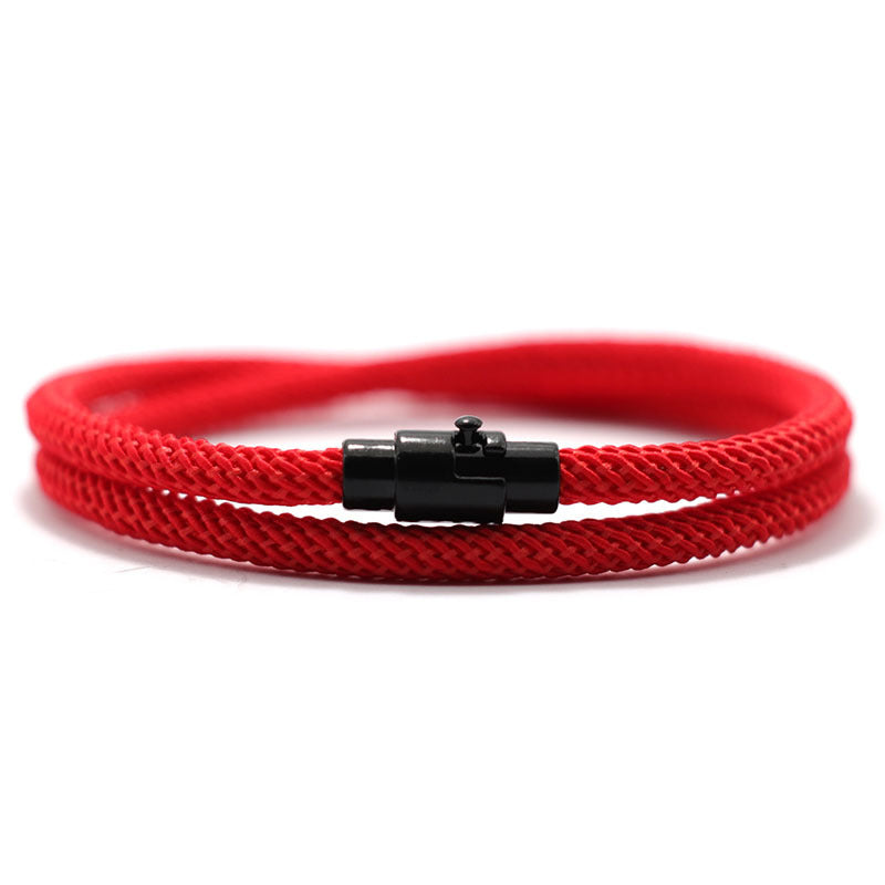 Men's Minimalist Magnetic Nylon Bracelet - Red & Black
