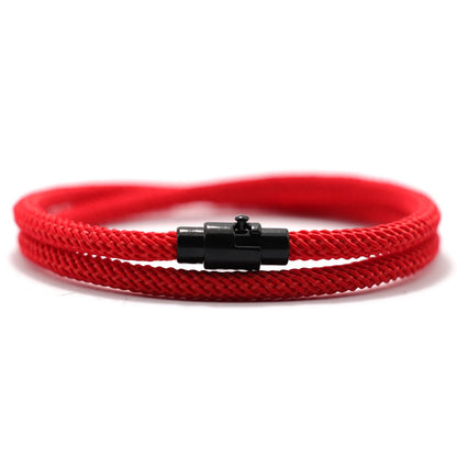 Men's Minimalist Magnetic Nylon Bracelet - Red & Black