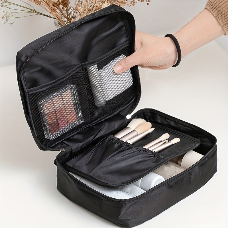 Black Cosmetic Organizer Toiletry Bag Square Handheld Portable Makeup and Washbag Large Capacity Travel Storage Pouch