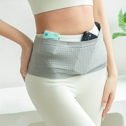 1pc Unisex Sports Waist Pack, Seamless Knit Polyamide Fabric, Breathable, Non-Shake, High Elasticity, Multi-Functional Running Fitness Belt with Braided Embellishment