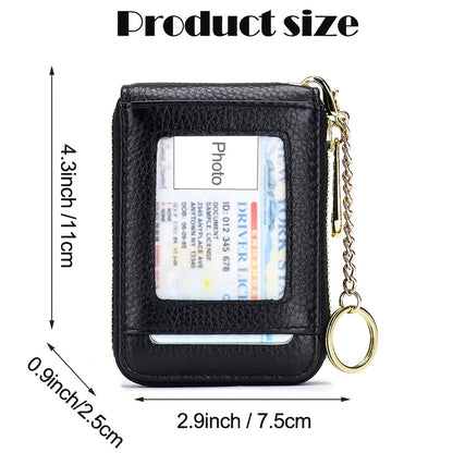RFID Credit Card Holder, Casual Multi-compartment Wallet, Simple Zip Around Card Case