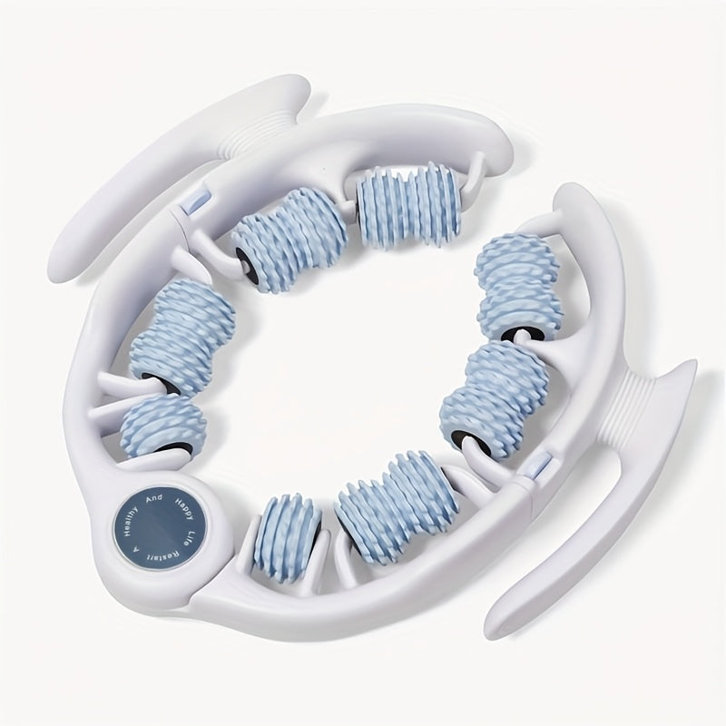 14-Wheel Yoga Fitness Roller - Deep Tissue Massager with Leg Clamp - for Muscle & Enhanced Performance