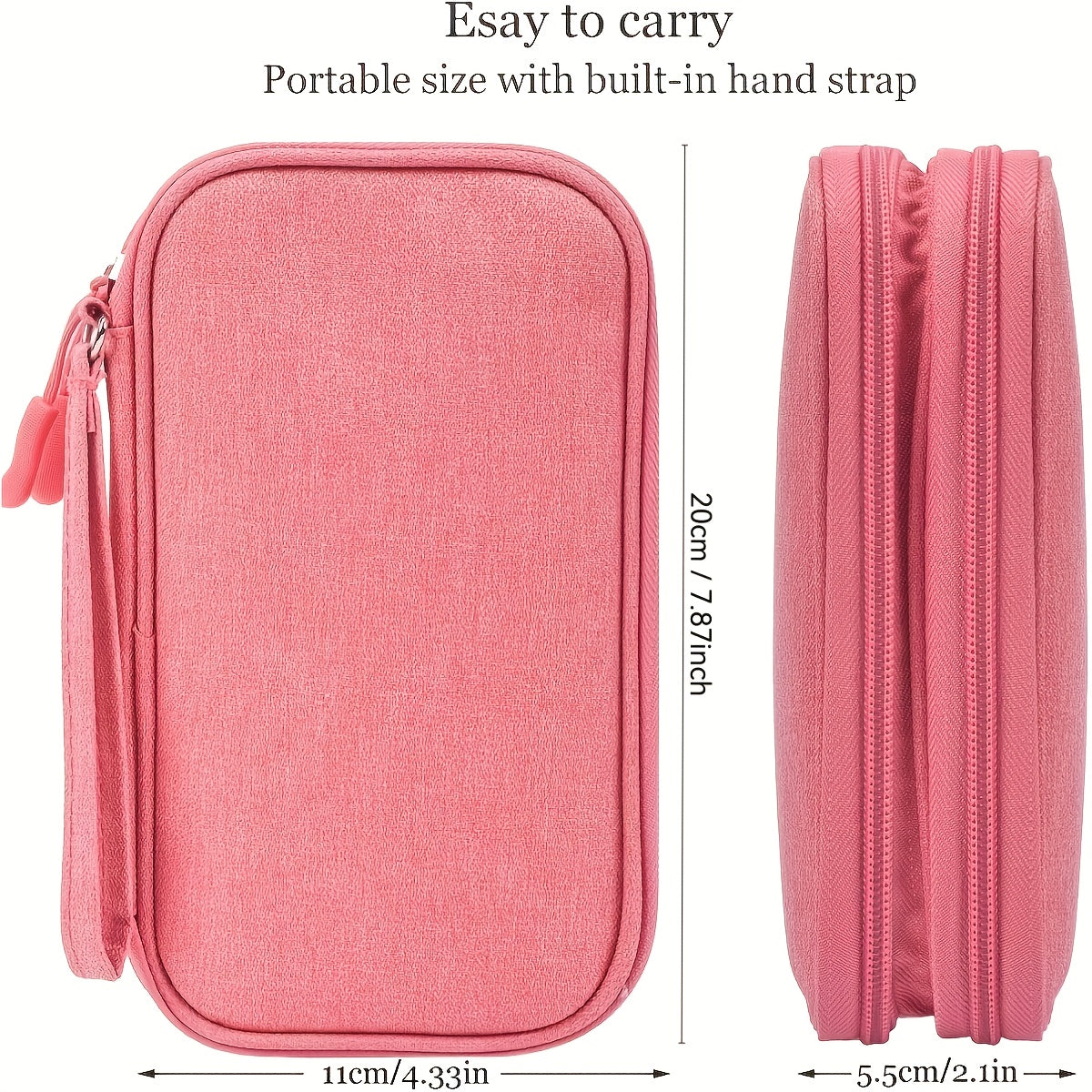 Packing Organizers, Three Colors Available Durable Polyester Portable Cable Organizer Bag - Compact Travel Tech Accessory Case with Multiple Compartments for Storing Cables, Chargers, and Small Items, Hand Wash or Dry Cleanable, Comes in Pink, Black