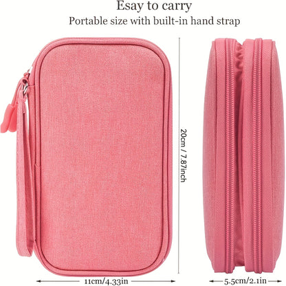 Packing Organizers, Three Colors Available Durable Polyester Portable Cable Organizer Bag - Compact Travel Tech Accessory Case with Multiple Compartments for Storing Cables, Chargers, and Small Items, Hand Wash or Dry Cleanable, Comes in Pink, Black