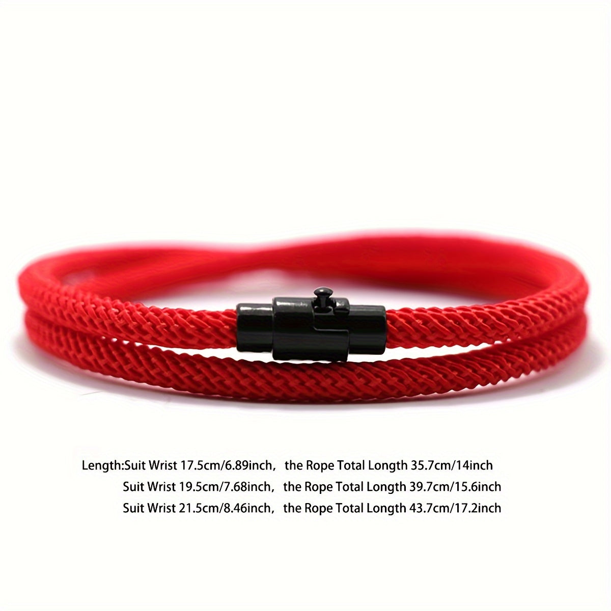 Noter Men's Minimalist Magnetic Nylon Cord Bracelet - Red & Black Casual Elastic Wristband for Casual Attire, Durable Comfortable Stylish Accessory