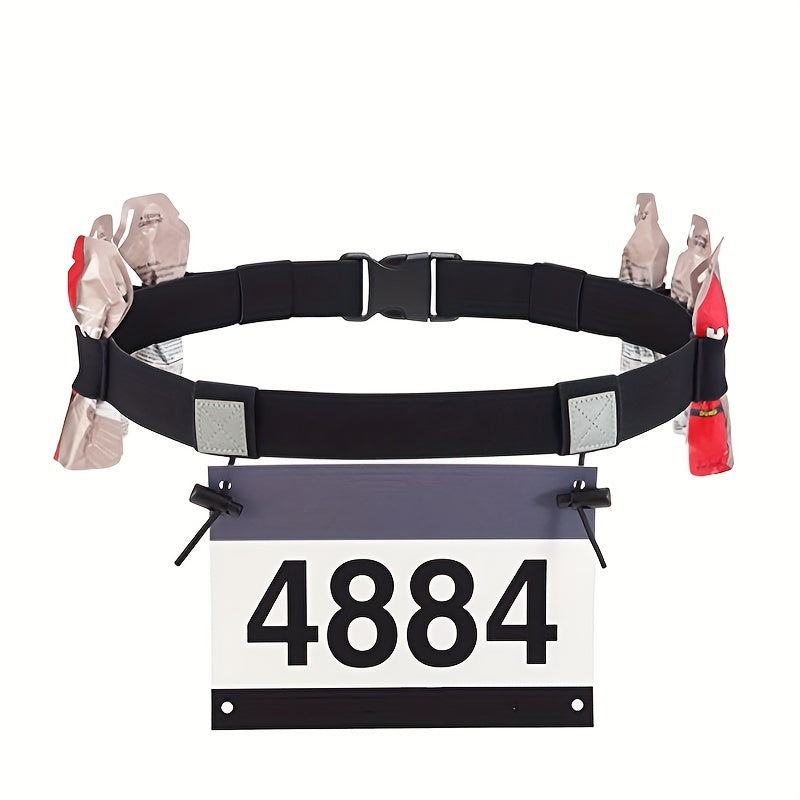Elastic Race Belt with Gel Holder - Perfect for Running, Marathons & Outdoor Sports, Black