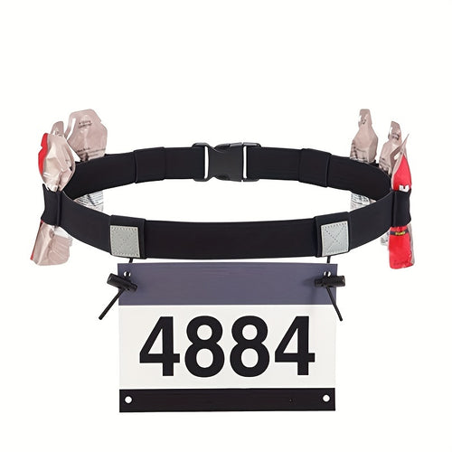 Elastic Race Belt with Gel Holder - Perfect for Running, Marathons & Outdoor Sports, Black