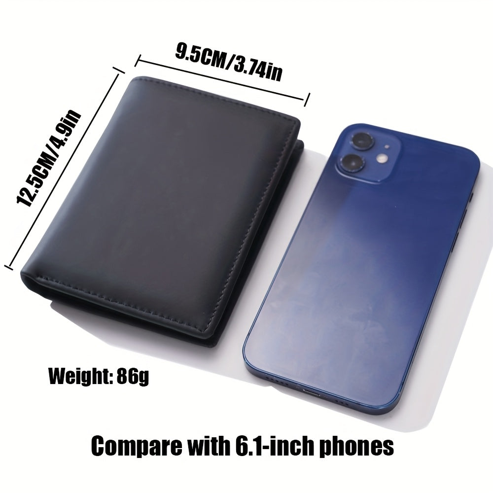 1pc Genuine Leather Wallets for Men and Women | Vintage Thin Vertical Short ID Credit Card Holder Money Bag Coin Purse, Solid Color, Lining, Non-braided, Ideal for Thanksgiving, Father'S Day, Christmas, Valentine'S Day Gifts