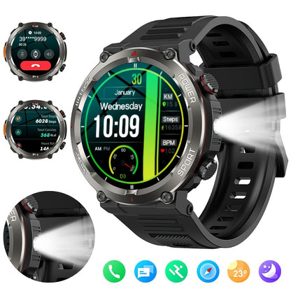 Blackview 900 MAh Men'S Smartwatch With LED Flashlight, Exercise Pedometer, Calorie Calculator Sports Bracelet, Sports Mileage Logger 2.01-Inch HD With Compass Outdoor Sports Watch, Finds Your Phone, Watch Birthday Gift Christmas Gift