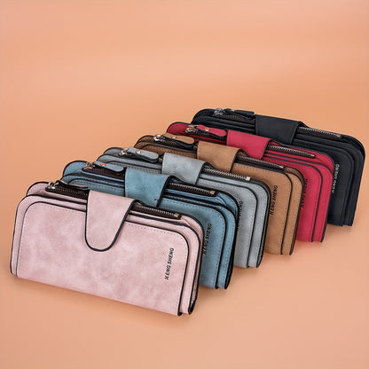 Carteira curta retro minimalista, bolsa de cor sólida para cartões de crédito, carteira com várias ranhuras para cartões