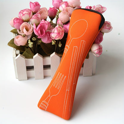 1pc Storage Box, Leak Proof Portable Fabric Cutlery Pouches, Durable Utensil Bags With Zipper, For Fork, Spoon And Knife, For Camping, Picnic, School And Office, Home Organizers And Storage, Home Accessories