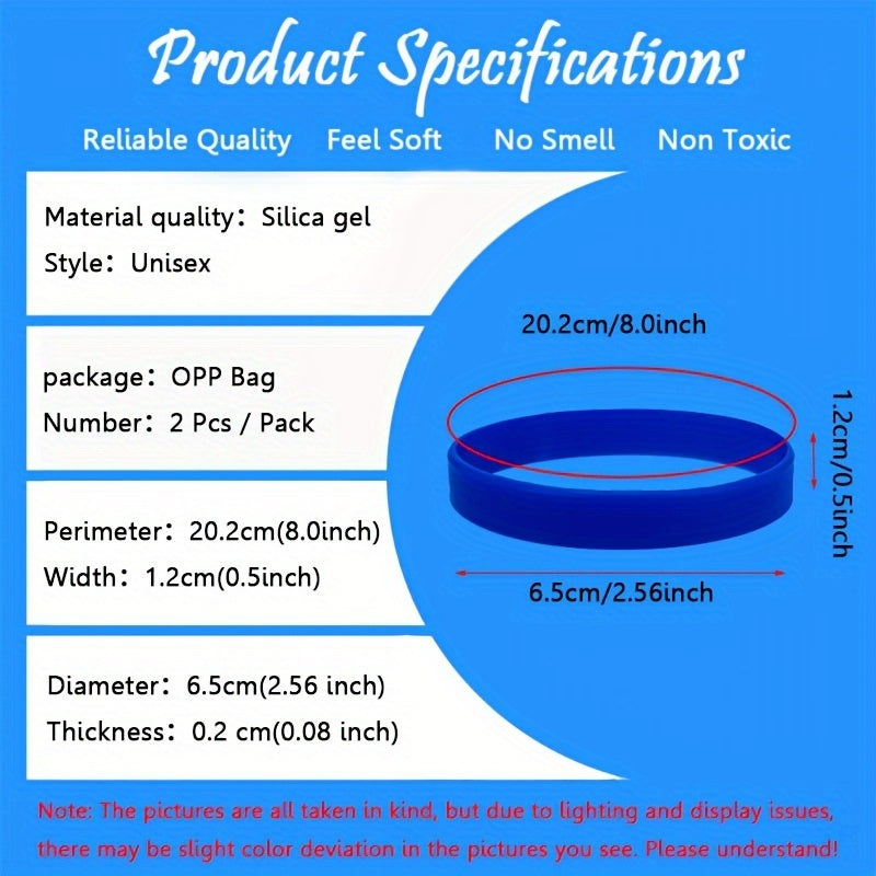 2pcs Durable and Versatile Silicone Bracelet for Outdoor Fitness and Sports