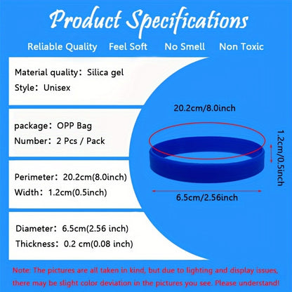 2pcs Durable and Versatile Silicone Bracelet for Outdoor Fitness and Sports