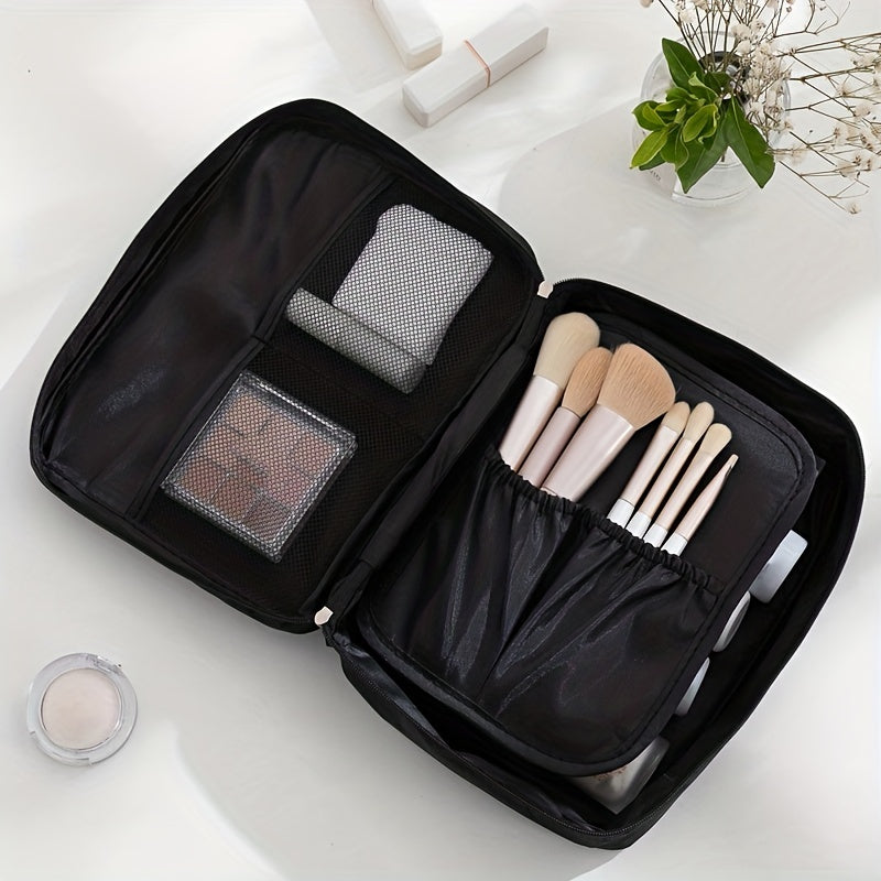 Black Cosmetic Organizer Toiletry Bag Square Handheld Portable Makeup and Washbag Large Capacity Travel Storage Pouch