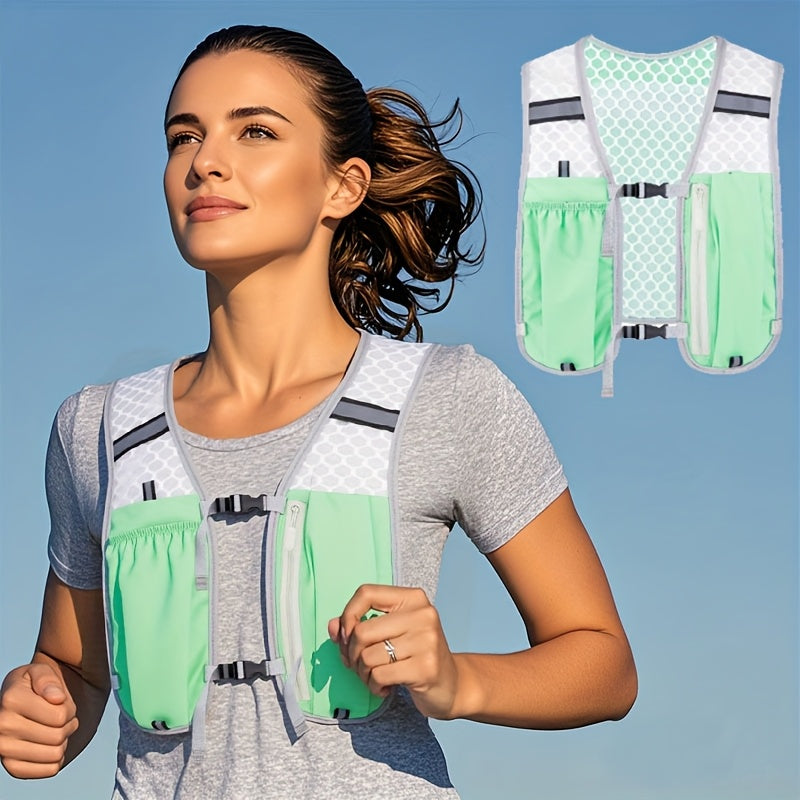 Unisex Lightweight Sports Vest with Multiple Pockets - Breathable Mesh Back, Adjustable Straps & Zippered Compartments for Running, Hiking, Gym - Hydration & Phone Storage, Black, Hiking Gear, Sleek Design, Secure Zipper Pockets