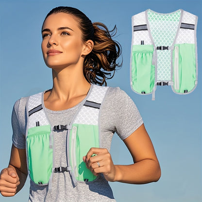 Unisex Lightweight Sports Vest with Multiple Pockets - Breathable Mesh Back, Adjustable Straps & Zippered Compartments for Running, Hiking, Gym - Hydration & Phone Storage, Black, Hiking Gear, Sleek Design, Secure Zipper Pockets