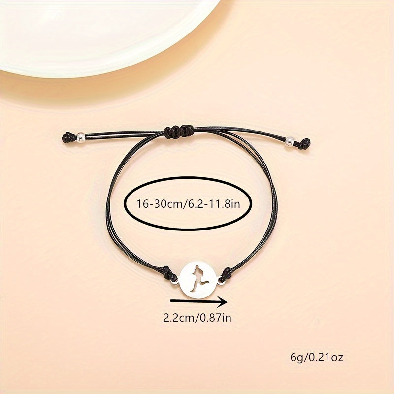 Stainless Steel Running Pattern Pendant Bracelet For Men Women, Gift For Boyfriend Girlfriend, Sports Lovers Gift