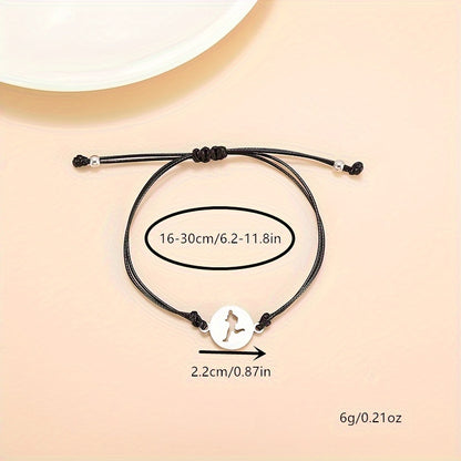 Stainless Steel Running Pattern Pendant Bracelet For Men Women, Gift For Boyfriend Girlfriend, Sports Lovers Gift