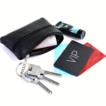 A Small Wallet with a Keychain That Holds Coins in a Mini Coin Purse.