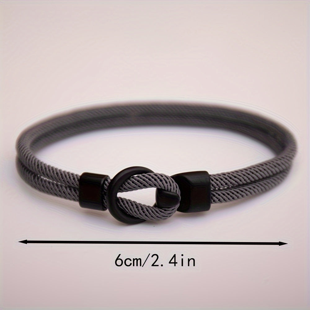 1pc European Style Minimalist O-Shaped Clasp Braided Bracelet Unisex Milanese Rope Wristband