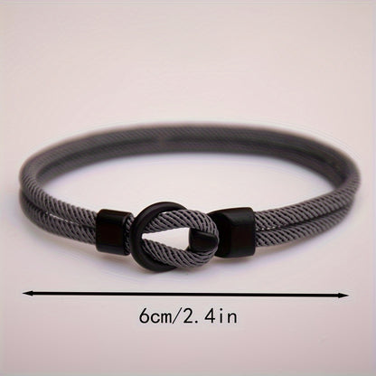 1pc European Style Minimalist O-Shaped Clasp Braided Bracelet Unisex Milanese Rope Wristband