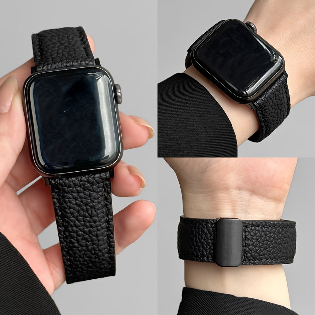1pc Suitable for Apple Watch Strap Litchi Pattern Magnetic Strap SE S123456789 watchband