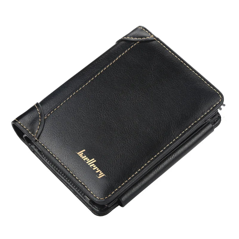 Elegant PU Leather Men's Wallet with Zipper & Card Holder