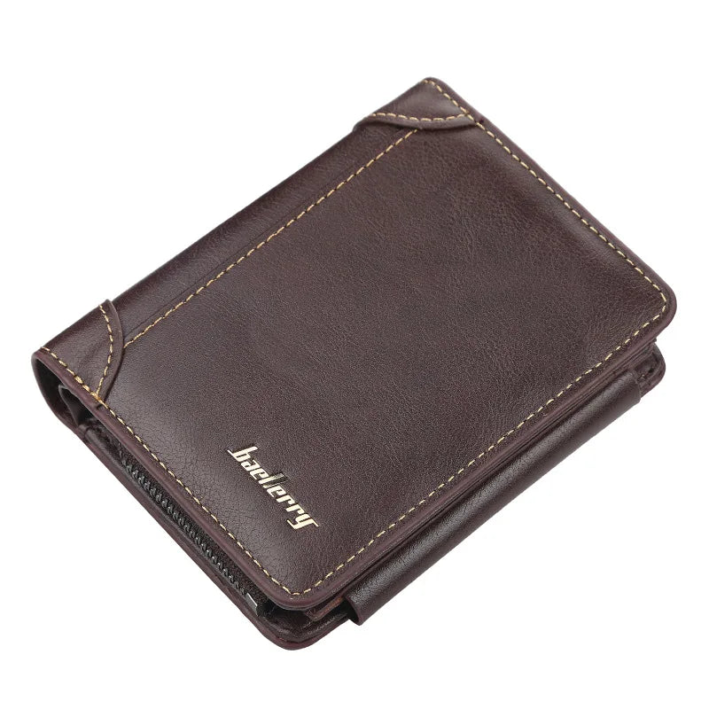 Elegant PU Leather Men's Wallet with Zipper & Card Holder
