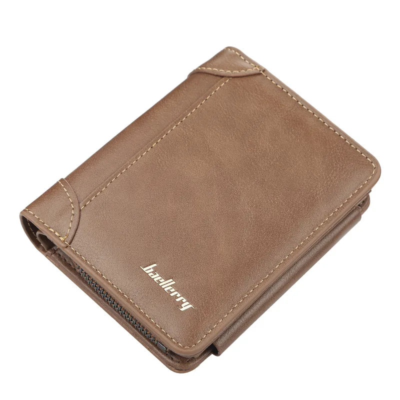 Elegant PU Leather Men's Wallet with Zipper & Card Holder