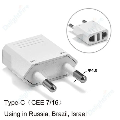Universal EU Travel Plug Adapter - Compact & Reliable
