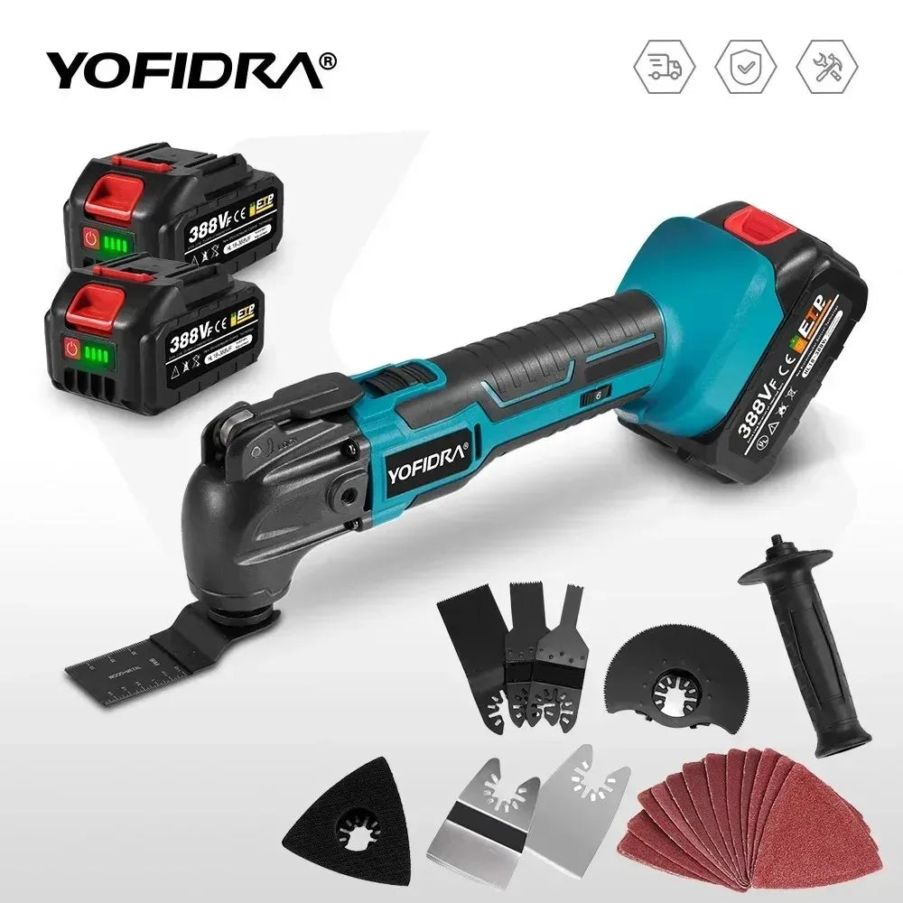 YOFIDRA Oscillating Multi Function Tool Electric Saw Trimmer Shovel Cutting woodworking Machine For Makita 18V Battery Pin