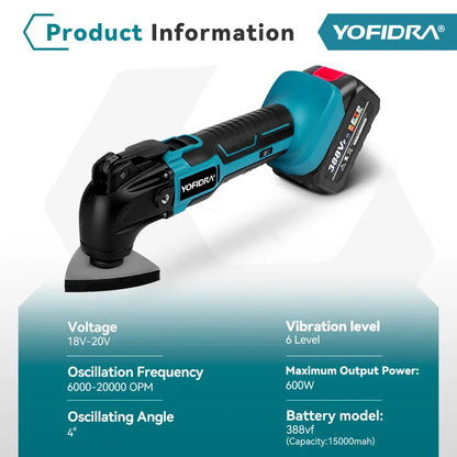 YOFIDRA Oscillating Multi Function Tool Electric Saw Trimmer Shovel Cutting woodworking Machine For Makita 18V Battery Pin