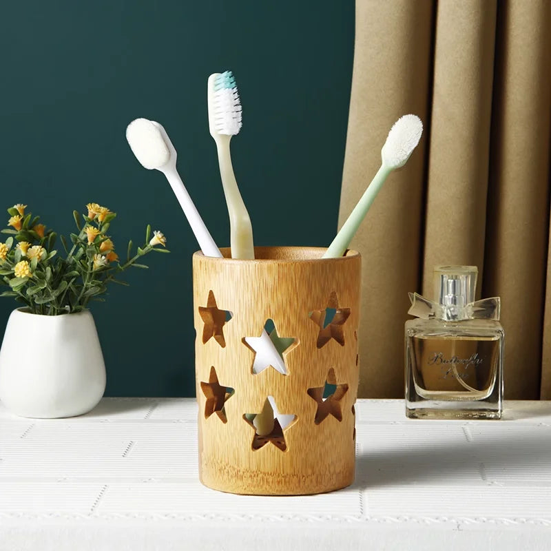 Eco-Friendly Bamboo Toothbrush Holder - Versatile Organizer