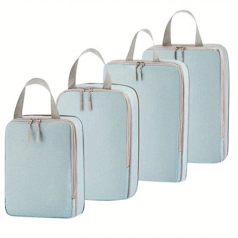 4Pcs/set Compression Packing Cubes Set for Suitcase Expandable Travel Luggage Storage Bags Travel Accessories Organizers