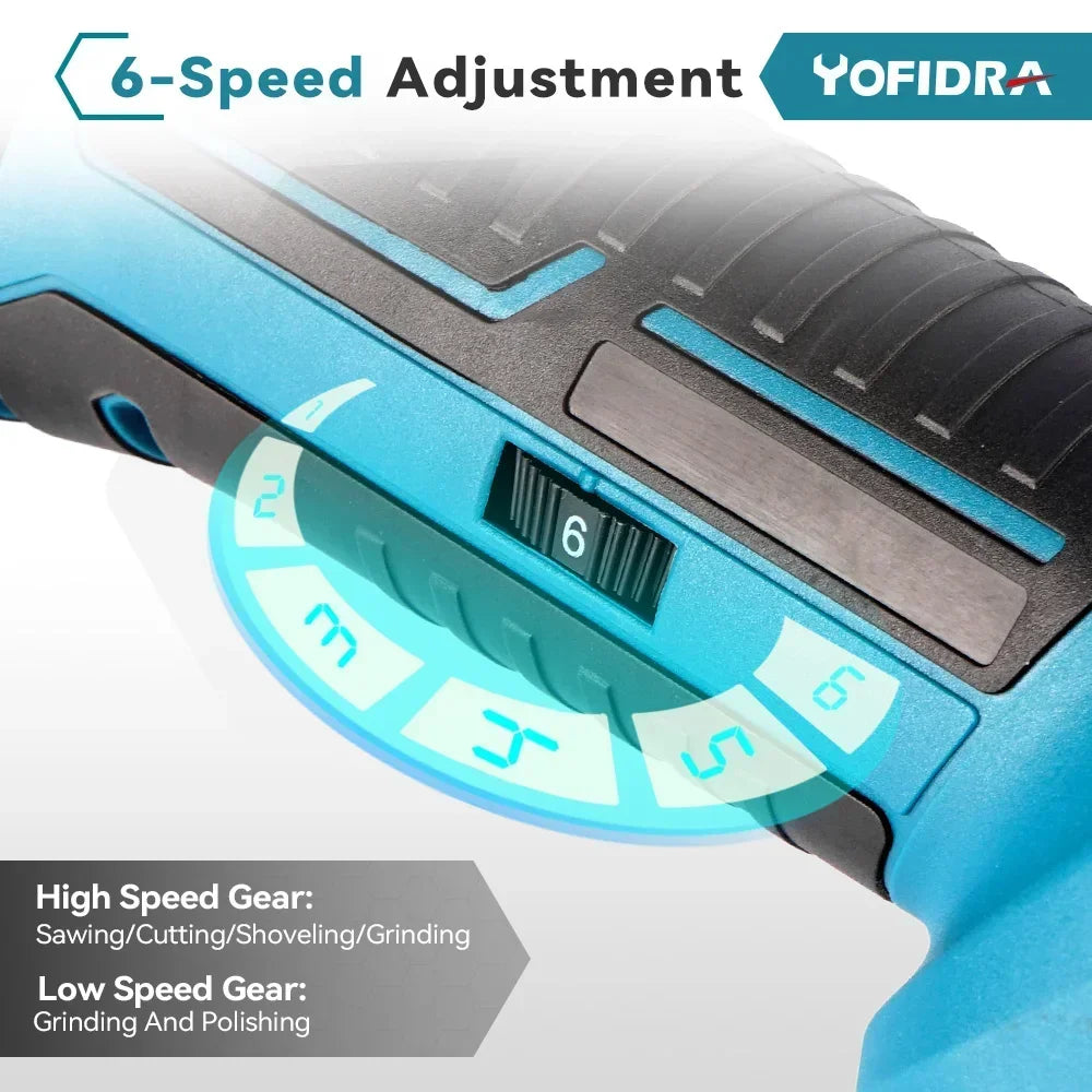 YOFIDRA Oscillating Multi Function Tool Electric Saw Trimmer Shovel Cutting woodworking Machine For Makita 18V Battery Pin