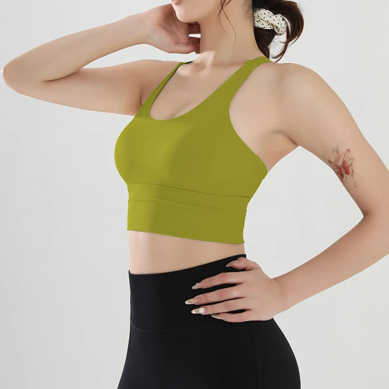 Women's Shock-Absorbing Yoga Sports Bra Summer Fitness Gathered Breasts Accessory Breathable Comfortable Yoga Sports Bra