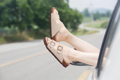 Women's Cork Footbed Slide Sandals with Arch Support