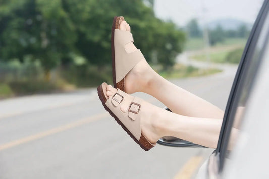 Women's Cork Footbed Slide Sandals with Arch Support