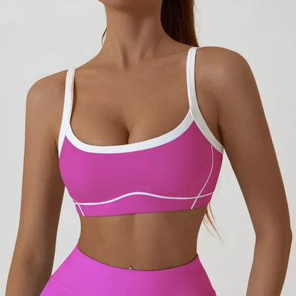 Yoga Sports Bra Color Clashing Shock Absorbing Brassiere Women Full Cup Breathable Gym Tube top Bra Yoga Workout Underwear