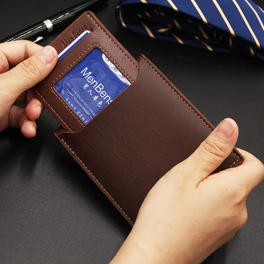 Fashion Casual Men's Short Wallet - Multi-functional Draw Card Holder for Men, Slim Cardholder Bags with Free Shipping