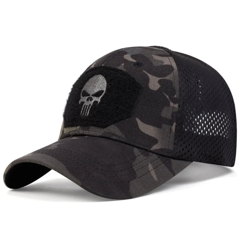 Unisex Skull Embroidery Baseball Net Caps Spring and Summer Outdoor Adjustable Casual Hats Sunscreen Hat Sports Golf Cap
