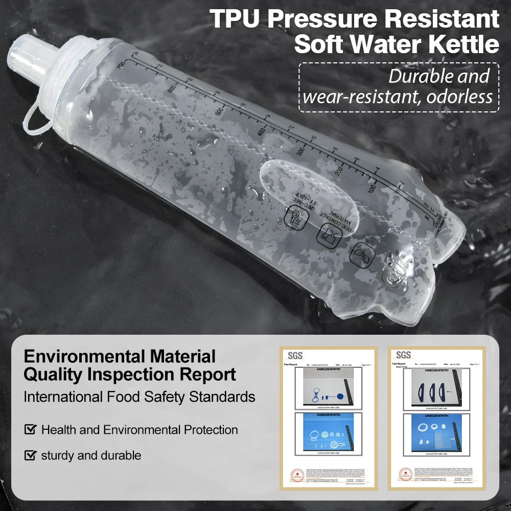 NEWBOLER 300ml/500ml/700ml Soft Flask Foldable Silicone Water Bottle TPU Running Kettle for Outdoor Camping Running Cycling