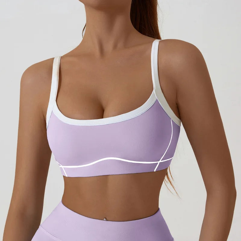 Breathable Color Block Yoga Sports Bra