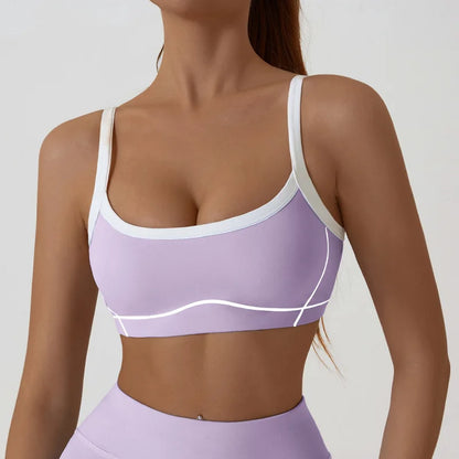 Breathable Color Block Yoga Sports Bra